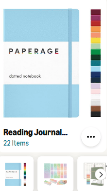 Light blue dotted notebook labeled 'PAPERAGE' with a colorful palette on the right side.
